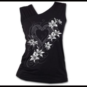 Pure Of Heart - Gathered Shoulder Slant Vest Black Top