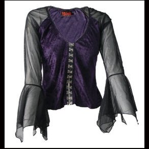Gothic Style Purple Velvet Clip Up Top