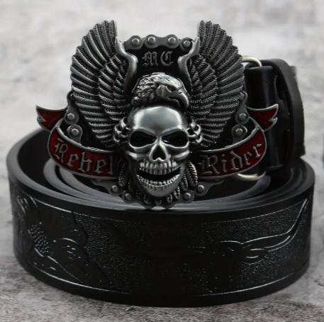 Rebel Rider Skull Belt - Bælter Armbånd og Chokers - darkwolfgothic