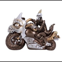 Ride or Die Bronze Motorcyle Model With Skeleton Rider 19cm
