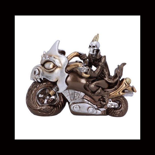 Ride or Die Bronze Motorcyle Model With Skeleton Rider 19cm