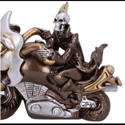 Ride or Die Bronze Motorcyle Model With Skeleton Rider 19cm