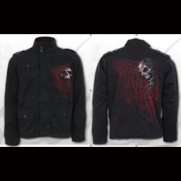 Death Blood Military Lined Jacket With Hidden Hood