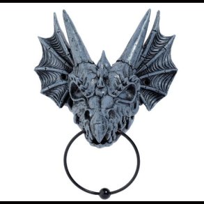 Shadows of Darkness Grey Stone Effect Dragon Skull Door Knocker
