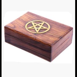 Mango Wood Trinkit Box with Pentagram inlay