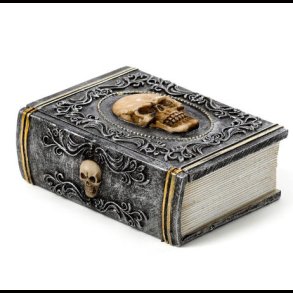 Skull Embellished Book Shaped Trinket Box