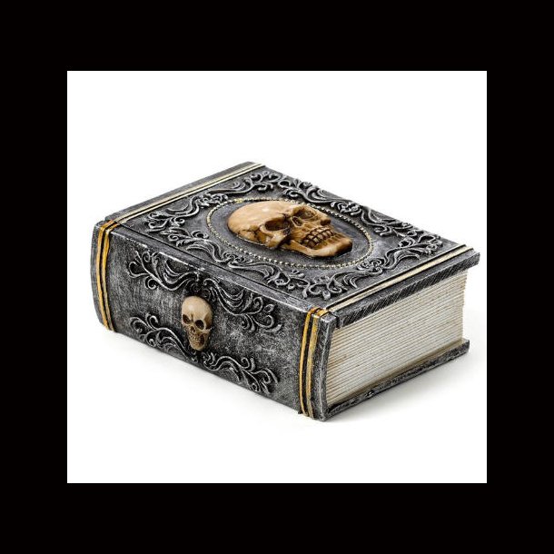 Skull Embellished Book Shaped Trinket Box