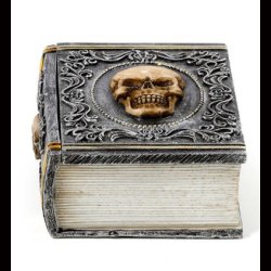 Skull Embellished Book Shaped Trinket Box