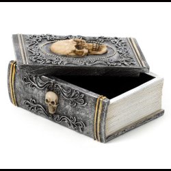 Skull Embellished Book Shaped Trinket Box