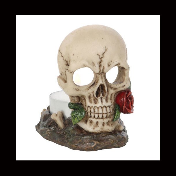 Skull Rose Tealight Holder