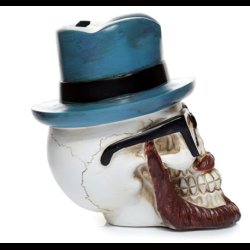 Skull Wearing Glasses and Trilby Hat Money Box
