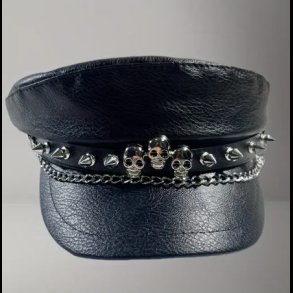 Skull and Chain Spiked PU Peaked Hat