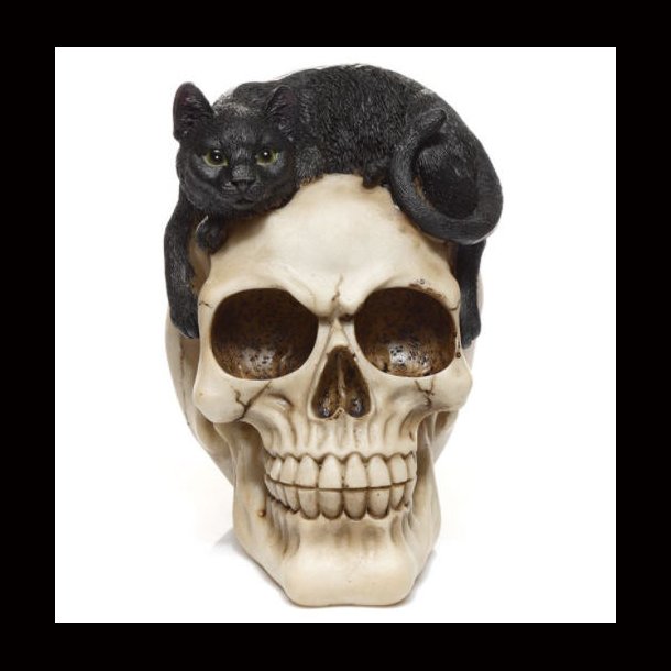 Skull with Black Cat Ornament