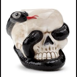 Skull with Coiled Snake Shaped Ceramic Oil Burner