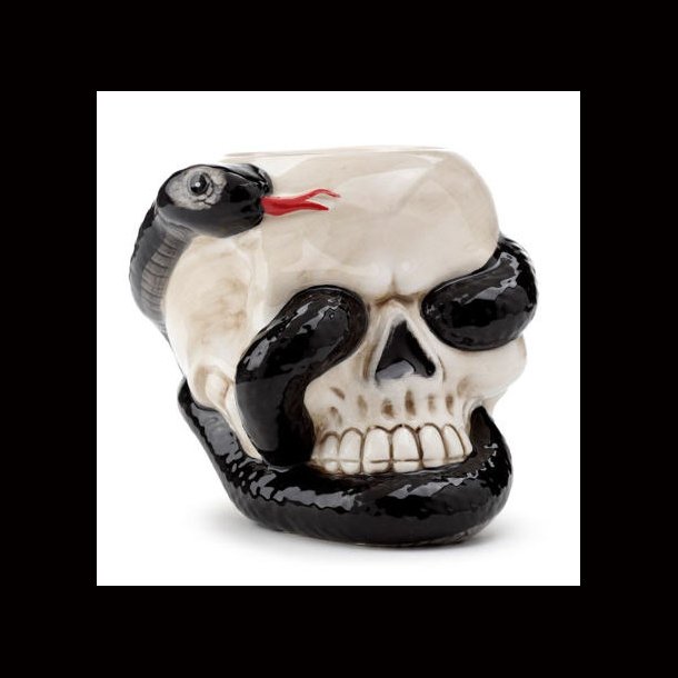 Skull with Coiled Snake Shaped Ceramic Oil Burner