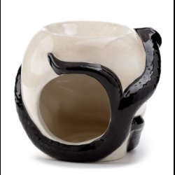 Skull with Coiled Snake Shaped Ceramic Oil Burner