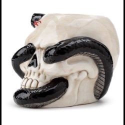 Skull with Coiled Snake Shaped Ceramic Oil Burner