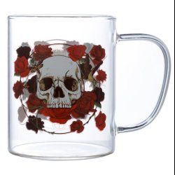 Skulls and Roses Glass Mug