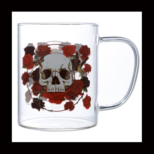 Skulls and Roses Glass Mug