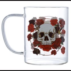 Skulls and Roses Glass Mug