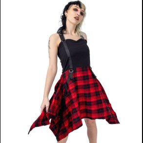 Spectral Dress Black Red Tartan by Chemical
