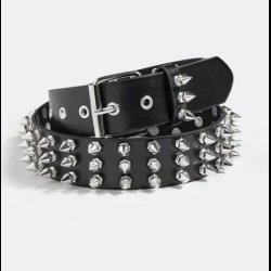 Spike Rivet Black Leather Belt