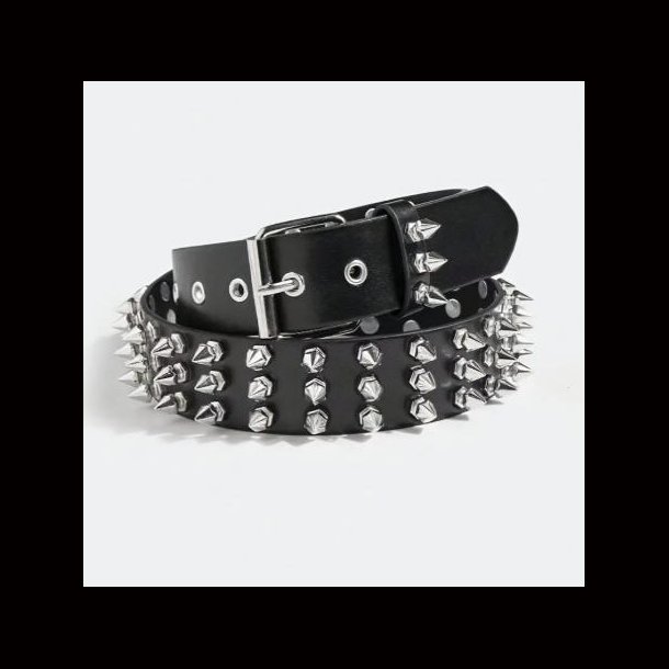 Spike Rivet Black Leather Belt