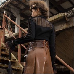 Steampunk and Gothic black long-sleeved blouse