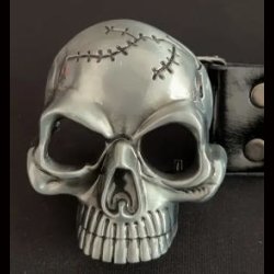 Stitched Skull Buckle Belt