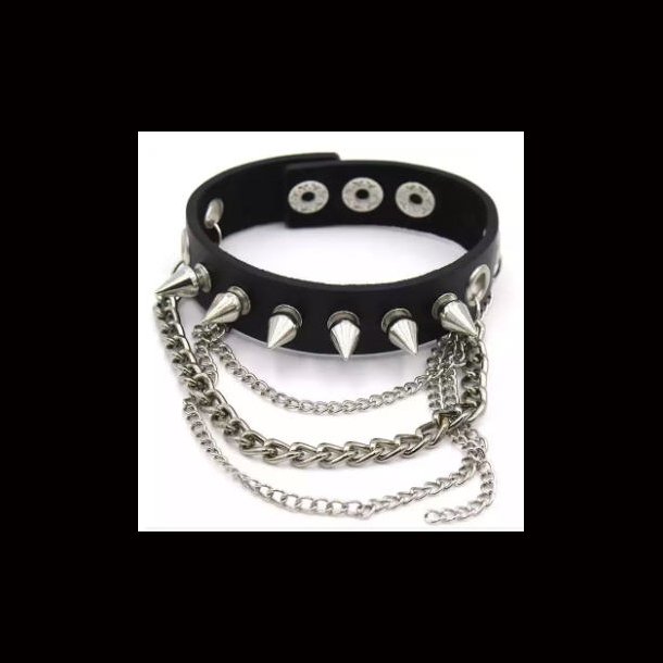 Studded Wristband with Chains