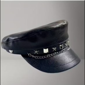 Studds and Chain  PU Peaked Hat