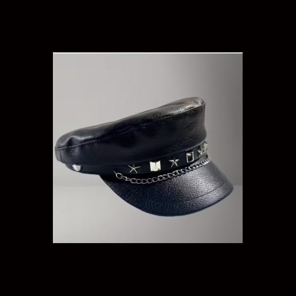 Studds and Chain  PU Peaked Hat