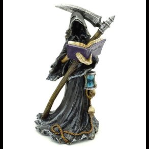The Reaper Figurine with Book of the Dead & Scythe
