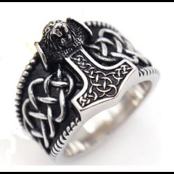 Viking Thor Hammer Celtic Band Ring 