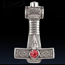 Thor's Hammer Mjolnir Pendant Necklace Leather Cord