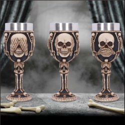 Three Wise Skeleton Goblet 20cm