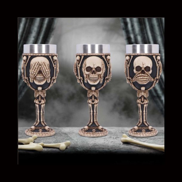Three Wise Skeleton Goblet 20cm