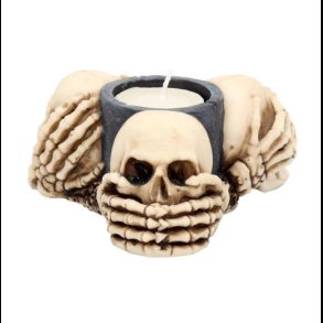 Three Wise Skulls Tealight Holder 11cm