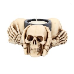 Three Wise Skulls Tealight Holder 11cm