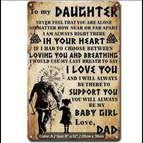 To My Daughter Retro Metal Sign