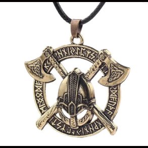 Viking Axe Helmet Pendant 