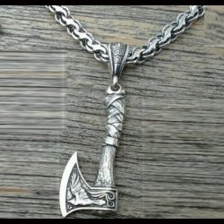 Viking Crow Axe Pendant 