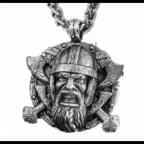 Viking Head Cross Axe Pendant