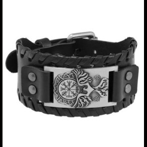 Viking Leather Bracelet Nordic Rune Compass 