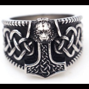 Viking Thor Hammer Celtic Band Ring 