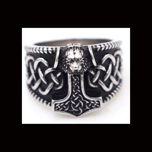 Viking Thor Hammer Celtic Band Ring 