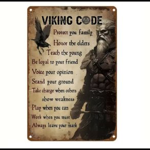 Viking Warrior Code Retro Metal Sign