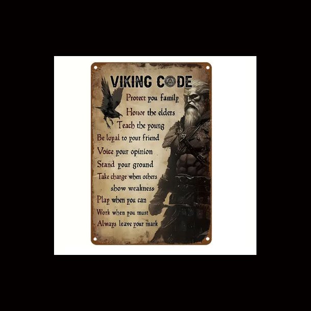 Viking Warrior Code Retro Metal Sign