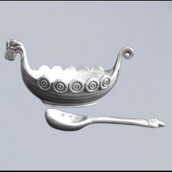 Viking ship salt bowl with spoon