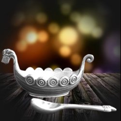 Viking ship salt bowl with spoon